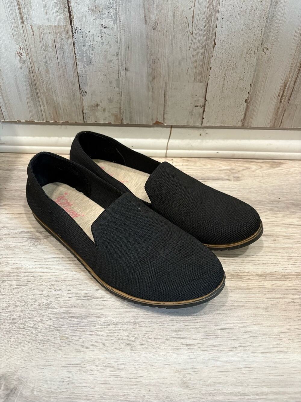 Jellypop Black Knit Slip On Loafers Flats Women’s Size 7.5M Comfort Casual Shoes